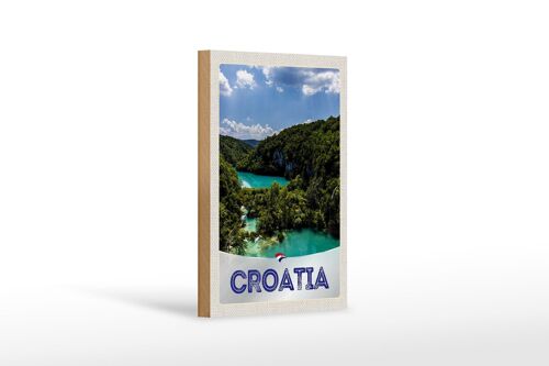 Holzschild Reise 12x18 cm Kroatien Meer Natur Urlaub Berge