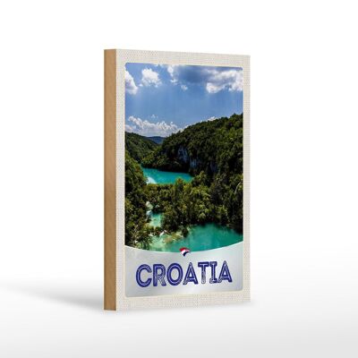 Cartel de madera viaje 12x18 cm Croacia mar naturaleza vacaciones montañas