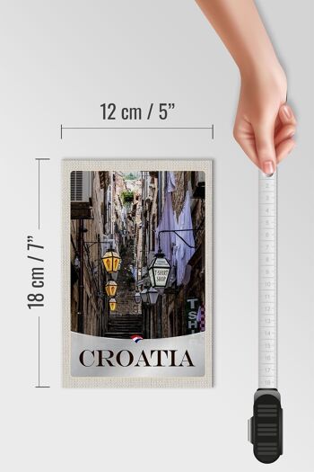 Panneau en bois voyage 12x18 cm Croatie lanterne d'escalier de la vieille ville 4