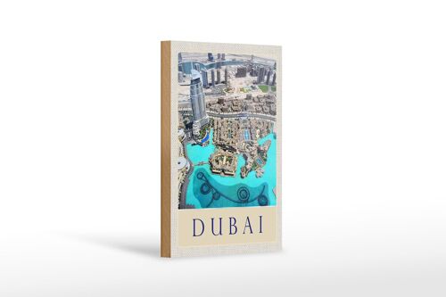 Holzschild Reise 12x18 cm Aussicht auf Dubai Hochhaus Meer