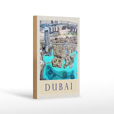 Cartel de madera de viaje 12x18 cm Vista del mar de gran altura de Dubai