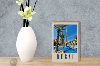 Panneau en bois voyage 12x18 cm Dubaï palmiers gratte-ciel vacances 3