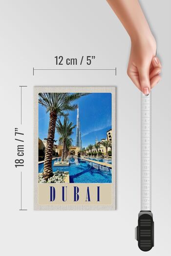 Panneau en bois voyage 12x18 cm Dubaï palmiers gratte-ciel vacances 4