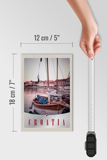 Panneau en bois voyage 12x18 cm Croatie bateaux ville mer vacances 4