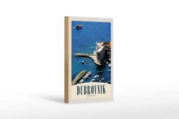 Panneau en bois voyage 12x18 cm Dubrovnik Croatie décoration tour de mer 1
