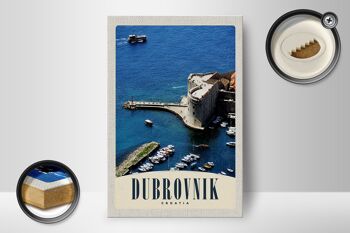 Panneau en bois voyage 12x18 cm Dubrovnik Croatie décoration tour de mer 2
