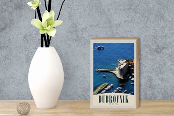Panneau en bois voyage 12x18 cm Dubrovnik Croatie décoration tour de mer 3