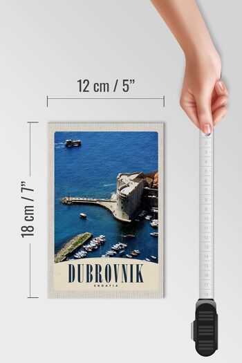 Panneau en bois voyage 12x18 cm Dubrovnik Croatie décoration tour de mer 4