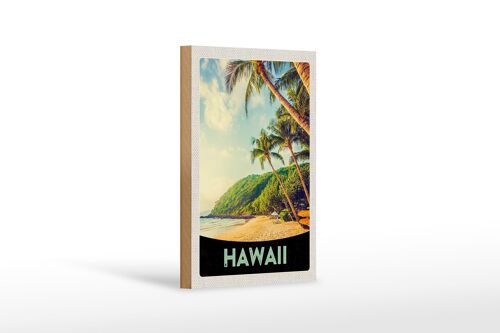 Holzschild Reise 12x18 cm Hawaii Insel Strand Palmen Sonne