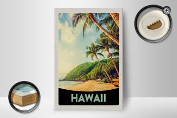 Panneau en bois voyage 12x18 cm Île d'Hawaï plage palmiers soleil 2