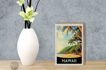 Panneau en bois voyage 12x18 cm Île d'Hawaï plage palmiers soleil 3
