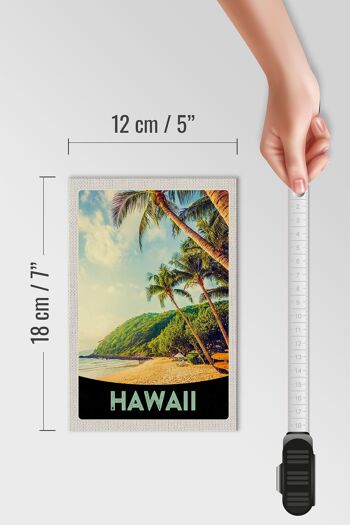 Panneau en bois voyage 12x18 cm Île d'Hawaï plage palmiers soleil 4