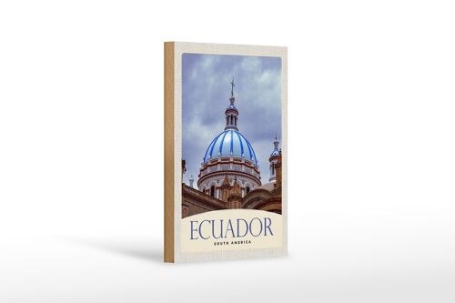 Holzschild Reise 12x18 cm Ecuador Süd Amerika Kirche Stadt