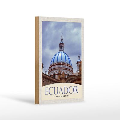 Cartello in legno da viaggio 12x18 cm Ecuador Sud America città chiesa