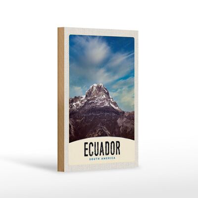 Cartello in legno da viaggio 12x18 cm Ecuador Sud America montagne innevate