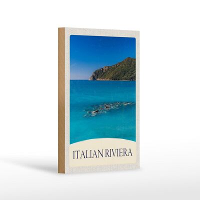 Cartello in legno da viaggio 12x18 cm Italia Riviera spiaggia mare blu