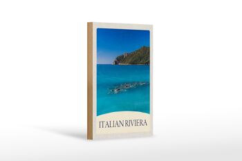 Panneau en bois voyage 12x18 cm Italie Riviera plage mer bleue 1