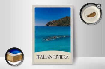 Panneau en bois voyage 12x18 cm Italie Riviera plage mer bleue 2