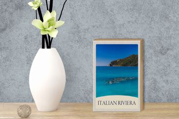 Panneau en bois voyage 12x18 cm Italie Riviera plage mer bleue 3