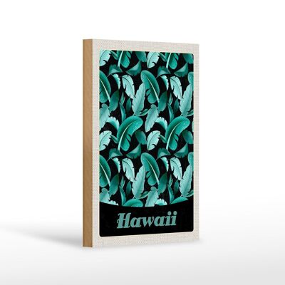 Wooden sign travel 12x18 cm Hawaii island beach leaves blue