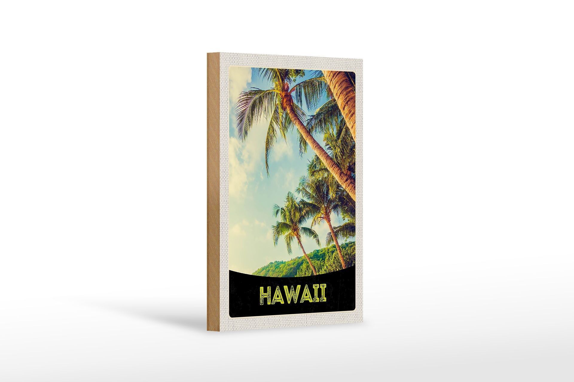 Cartello da viaggio in legno 12x18 cm Decorazione del mare delle palme della spiaggia dell'isola delle Hawaii