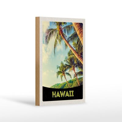 Cartel de madera viaje 12x18 cm Hawaii isla playa palmeras mar decoración