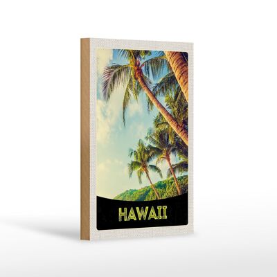 Wooden sign travel 12x18 cm Hawaii island beach palm trees sea decoration