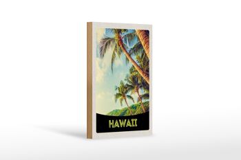 Panneau en bois voyage 12x18 cm île d'Hawaï plage palmiers décoration mer 1