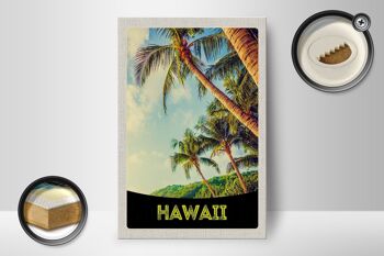 Panneau en bois voyage 12x18 cm île d'Hawaï plage palmiers décoration mer 2