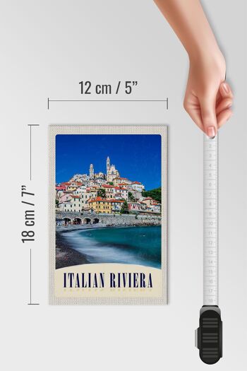 Panneau en bois voyage 12x18 cm Italie Riviera ville plage vagues 4