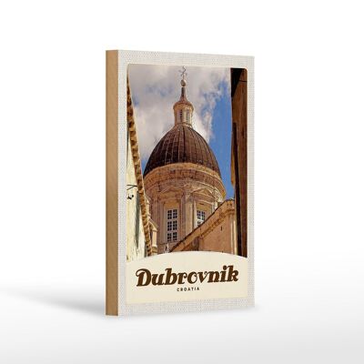 Cartel de madera de viaje 12x18cm Dubrovnik Croacia decoración de la cúpula de la catedral