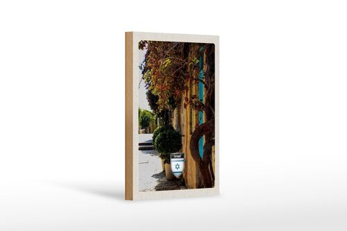 Holzschild Reise 12x18 cm Israel Stadt Pflanzen Urlaub Dekoration