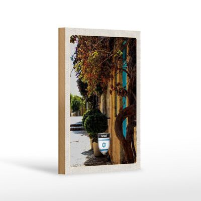 Panneau en bois voyage 12x18 cm, plantes de la ville d'israël, décoration de vacances