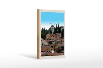 Panneau en bois voyage 12x18 cm Israël ville moulin à vent décoration nature 1