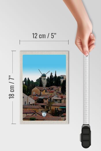 Panneau en bois voyage 12x18 cm Israël ville moulin à vent décoration nature 4