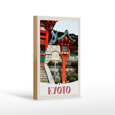 Cartello in legno da viaggio 12x18 cm Kyoto Giappone scultura decorazione volpe