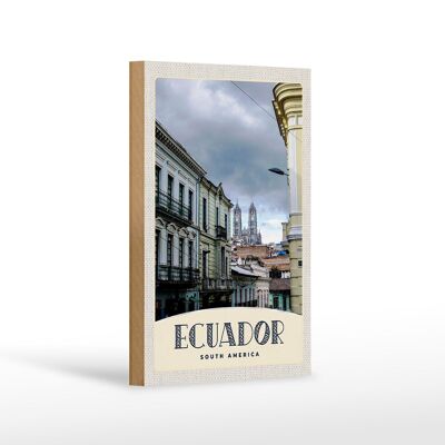 Cartel de madera de viaje 12x18 cm Iglesia de la ciudad de Ecuador Sudamérica