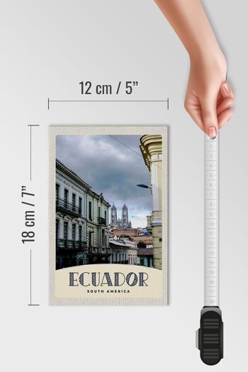 Panneau en bois voyage 12x18 cm Equateur Amérique du Sud église de ville 4
