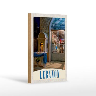 Cartel de madera viaje 12x18 cm Líbano África Cristianos cruz decoración