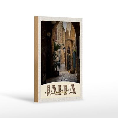Cartel de madera viaje 12x18 cm Jaffa Jerusalén Israel camino de la ciudad