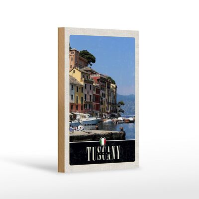Holzschild Reise 12x18cm Toskana Italien Hafen Meer Dekoration