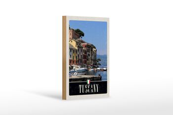 Panneau en bois voyage 12x18cm Toscane Italie port mer décoration 1