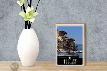 Panneau en bois voyage 12x18cm Toscane Italie port mer décoration 3