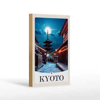 Holzschild Reise 12x18 cm Kyoto Japan Innenstadt Abend Dekoration