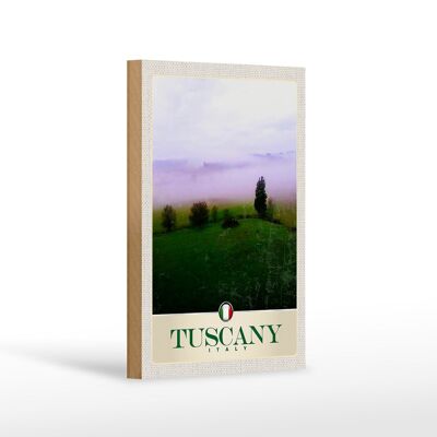 Cartel de madera viaje 12x18 cm Toscana Italia montañas pradera naturaleza