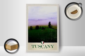 Panneau en bois voyage 12x18 cm Toscane Italie montagnes prairie nature 2