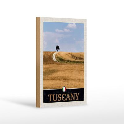 Cartel de madera viaje 12x18cm Toscana Italia campo prado naturaleza cartel
