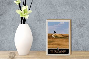 Panneau en bois voyage 12x18cm Toscane Italie champ prairie nature signe 3