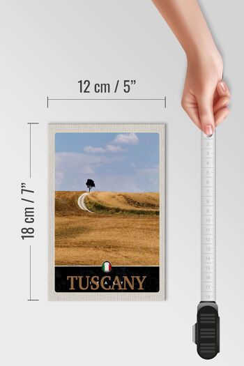 Panneau en bois voyage 12x18cm Toscane Italie champ prairie nature signe 4