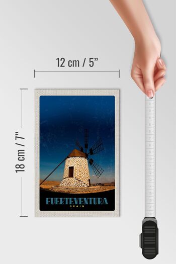 Panneau en bois voyage 12x18 cm Fuerteventura Espagne décoration moulinet 4